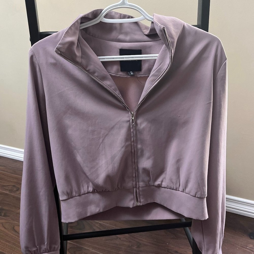 Blush, cropped, bomber jacket from Dynamite
